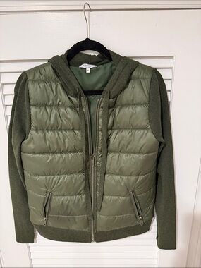 J Society Olive Mixed-Media Quilted Hooded Jacket